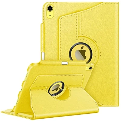 Afbeelding van FINTIE draaibare hoes compatibel met iPad 10 (^&gt;e) generatie (model 2022) 10,9 inch 360 graden beschermhoes potloodhouder, automatische slaap/wake, geel