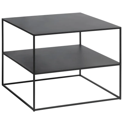 Afbeelding van Salontafel Metaal Zwart 65x65cm Vierkant Tafel Pebble Giga Living