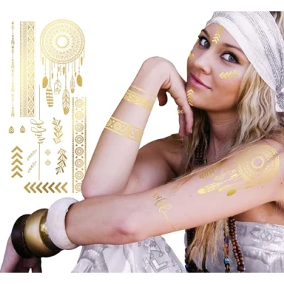 Afbeelding van Fiestas Guirca Hippie tattoos goud
