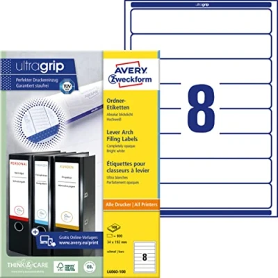 Afbeelding van Rugetiket Avery Zweckform smal 34x192mm zelfklevend wit