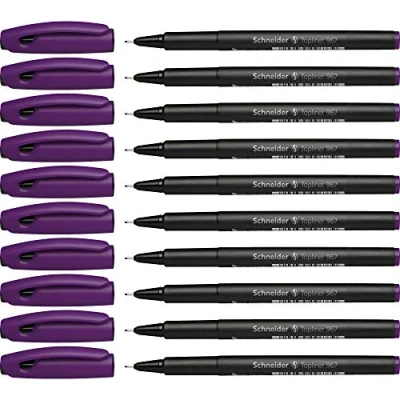 Afbeelding van fineliner Schneider Topliner 967 0,4mm paars doos met 10 stuks