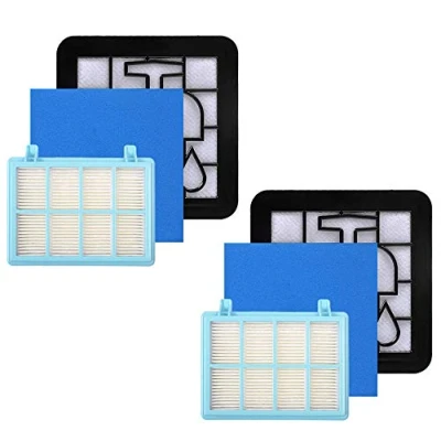 Afbeelding van KEEPOW 2 stuks vervangingsfilter voor Philips PowerPro Compact stofzuiger FC8010/01, FC9332/09, blauw/wit
