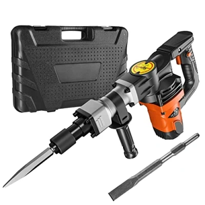 Image de VEVOR Marteau de Démolition 1400 W Piqueur 19 J 2900 BPM Perforateur avec 2 Burins Remplaçables Poignée Rotative 360 Anti Vibration Brise Béton pour Burinage Construction Plomberie