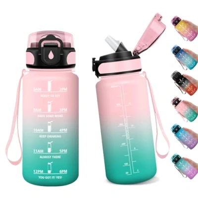 Afbeelding van Herbruikbare sportwaterfles met rietje voor hardlopen, fitnessstudio, camping, sport, yoga, 500 ml