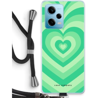 Afbeelding van Case Company® hoesje met Koord geschikt voor Xiaomi Redmi Note 12 Pro 5G Hart Groen Telefoonhoesje Zwart Bescherming aan alle Kanten en Over de Schermrand
