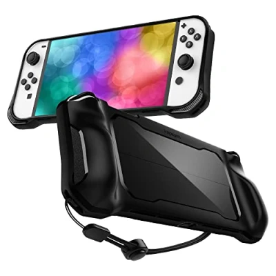 Afbeelding van Spigen Rugged Armor beschermhoes compatibel met Nintendo Switch OLED 2021 zwart