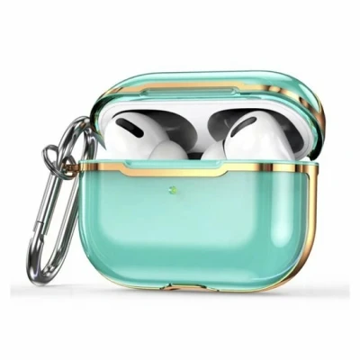 Afbeelding van AirPods Pro / 2 hoesje TPU Split series Groen + Goud (transparant) Optimale bescherming voor jouw
