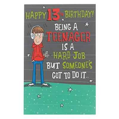 Afbeelding van UK Greetings 13e verjaardagskaart voor hem/vriend grappig tienermotief