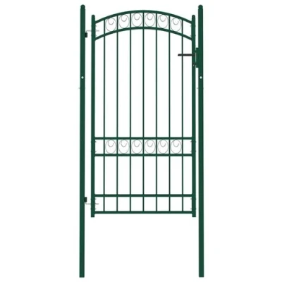 Afbeelding van vidaXL Poort met gebogen bovenkant 100x175 cm staal groen