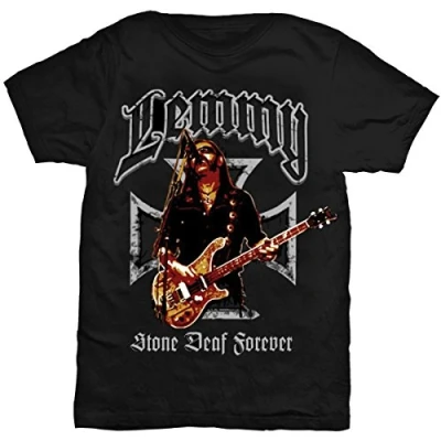 Afbeelding van Lemmy Kilmister Iron Cross Stone Deaf Forever Heren T shirt S Zwart