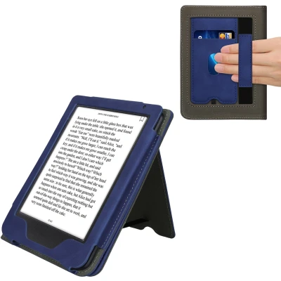 Afbeelding van kwmobile E reader hoesje geschikt voor Kobo Clara BW / Colour hoes flip case van kunstleer Ereader cover met stand In donkerblauw