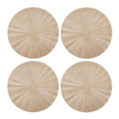 Afbeelding van Placemats, Set van 4 Stuks, Rond, Kunstleer, 38 CM, Goud Mikasa