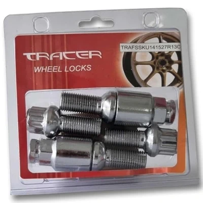 Afbeelding van TRACER Anti diefstal wielboutenset M14 x 1,5 27 mm R13 kogelkop met 2 sleutels compatibel Audi, VW, Seat, Skoda