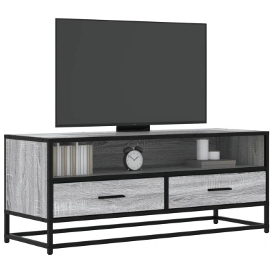 Afbeelding van vidaXL Tv meubel 100x34,5x40 cm bewerkt hout metaal grijs sonoma eiken