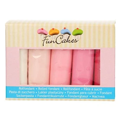 Image de FunCakes FC97030 Pâte à Sucre Multipack Palette de Couleurs Rose Facile Utiliser 5 x 100 g