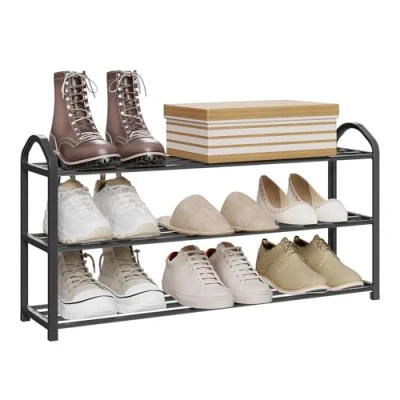 Afbeelding van Rootz Schoenenrek Schoenenstandaard Schoenenopslag Schoenenorganizer Schoenenplank Schoenenhouder Schoenendisplay Zwart 79x19,5x45cm