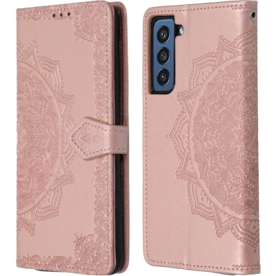 Afbeelding van iMoshion Hoesje Geschikt voor Samsung Galaxy S21 FE Met Pasjeshouder Mandala Bookcase Rosé Goud