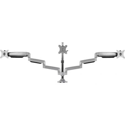 Afbeelding van ICY BOX IB MS505 TI, Monitorständer mit Tischhalterung f. 3 Monitore bis zu 32&#039;&#039; (81 cm) Monitor tafelbeugel voudig 81,3 cm (32) Zilver grijs Draaibaar, In