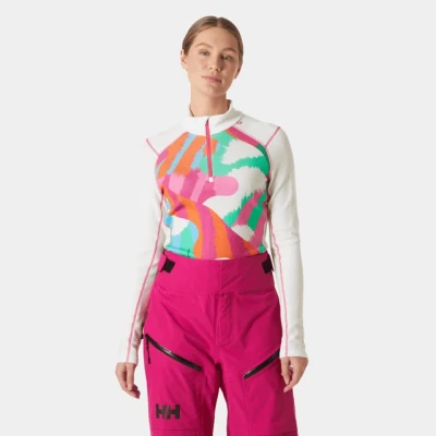 Afbeelding van Helly Hansen Women Lifa Merino Midweight Gra 1/2 Zip Off White Jpb Aop maat M