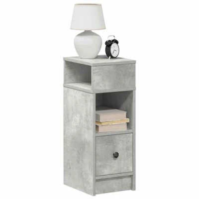 Image de vidaXL Tables de chevet 2 pcs avec tiroir gris béton 25x31x66 cm858621