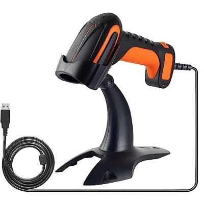 Afbeelding van Tera Pro 8100Y QR 1D 2D barcodelezer met kabel en houder, robuust, stofdicht, handsfree, voor magazijn, huis, bibliotheek, Windows Mac