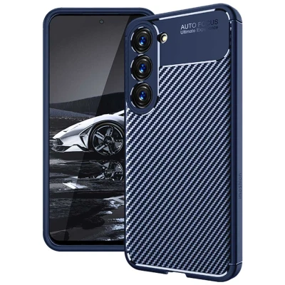 Afbeelding van iMoshion Hoesje Geschikt voor Samsung Galaxy S23 Plus Siliconen Carbon Softcase Backcover Blauw