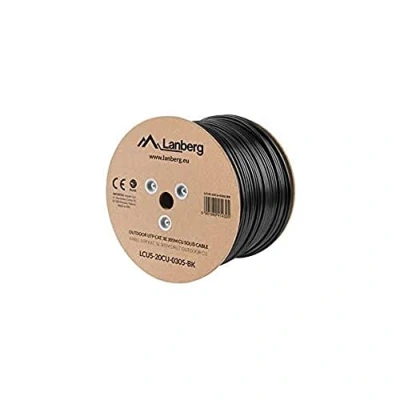Afbeelding van Stevige UTP netwerkkabel categorie 5e Lanberg LCU5 21CU 0305 BK 305 m Zwart