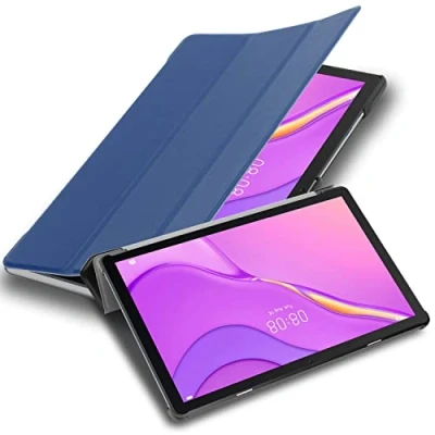 Afbeelding van Cadorabo Tablet Hoesje geschikt voor Huawei MatePad T 10 (9.7 inch) / 10s (10.1 in JERSEY DONKER BLAUW Ultra dun beschermend geval ZONDER automatische Wake Up en Stand functie Book Case Cover Etui