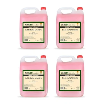 Afbeelding van Intercabo Set van 4 jerrycans 5 liter douchegel 5L Amandel