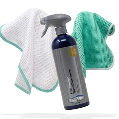 Afbeelding van detailmate Koch Chemie Speed Glass Cleaner Autoruitenreinigingsset 750 ml met twee microvezelwafeldoeken 450 g/m² 35 x cm ruitenreinigingsset microvezeldoeken