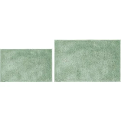 Afbeelding van andiamo Florida Set van 2 zachte en pluizige antislip badmatten badmat wasbaar voor badkamer 40 x 60 cm + 50 80 salie
