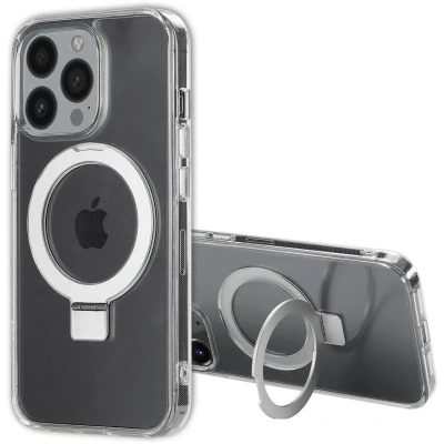 Afbeelding van Accezz Hoesje Geschikt voor iPhone 13 Pro Max Ring Stand Backcover MagSafe Transparant