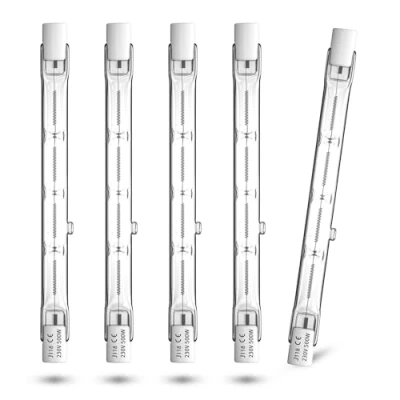 Afbeelding van CucugGo 5 x R7s 118 mm halogeenlamp, 500 W, mm, lineaire lamp, 11000 lm, dimbaar, warmwit, veiligheidsspot, J118 J, type 2800 K, AC 220 240 V, voor landschapsverlichting, vloerlamp