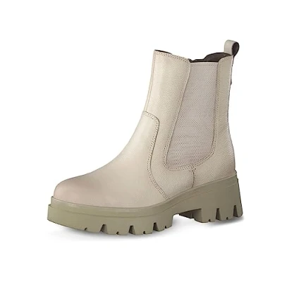 Afbeelding van Tamaris Comfort Enkellaarsjes met plateauzool, Dames, Maat: 39, Ivory Leer