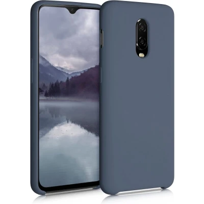 Afbeelding van kwmobile telefoonhoesje geschikt voor OnePlus 6T Hoesje met siliconen coating Smartphone case in leisteen