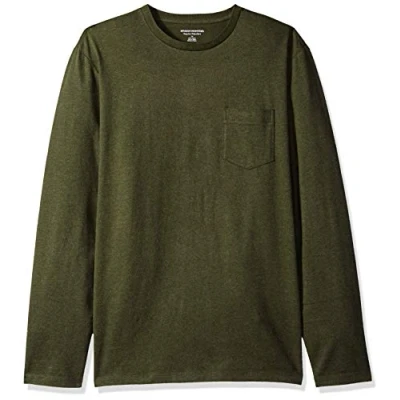 Image de Amazon Essentials T shirt à manches longues pour homme, coupe classique, olive chiné, taille S