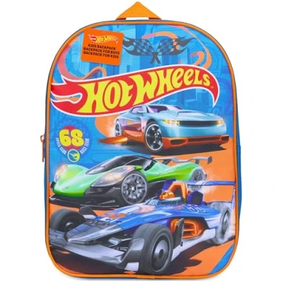 Afbeelding van Get Trend Rugzak voor kinderen, kleuterschool, peuter, 2, 10 jaar, schooltas, meisjes, jongens, kindertas, lunch, rugzak, reizen, sport, Hot Wheels Blauw
