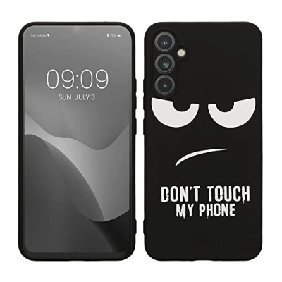 Afbeelding van kwmobile telefoonhoesje geschikt voor Samsung Galaxy A34 5G Hoesje smartphone in wit / zwart Backcover van TPU Don&#039;t Touch My Phone design