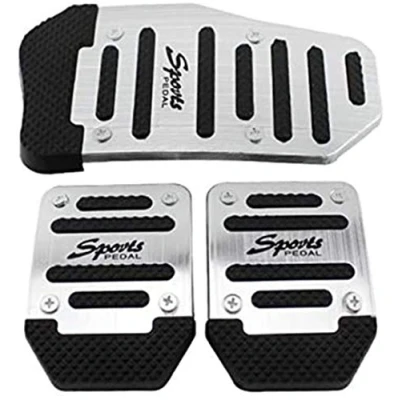 Afbeelding van ZOOENIE Universele aluminium pedalen voor auto, handgeschakeld, antislip, legering, zilver, 3 stuks