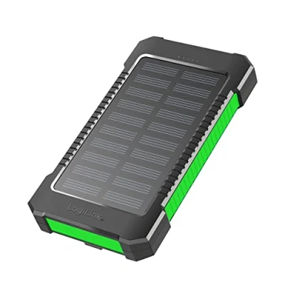 Afbeelding van 8000 mAh powerbank op zonne energie, zaklamp, gelijktijdig opladen van 2 apparaten (2 USB Type A poorten), zwart/groen