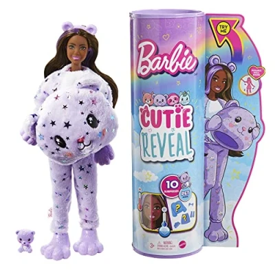 Afbeelding van Barbie Cutie Reveal Fantasy Series teddybeer Paars kostuum onthult pop met huisdier en verrassingsmodeaccessoires Vanaf 3 jaar HJL57