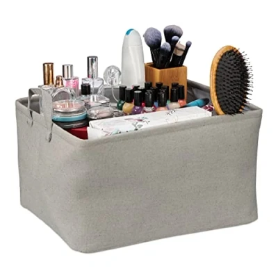 Afbeelding van Relaxdays opbergmand opvouwbaar voor in de kast met handvatten 30x48x38 cm grijs