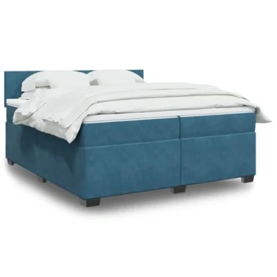 Image de vidaXL Sommier à lattes de lit et matelas Bleu 200x200 cm velours
