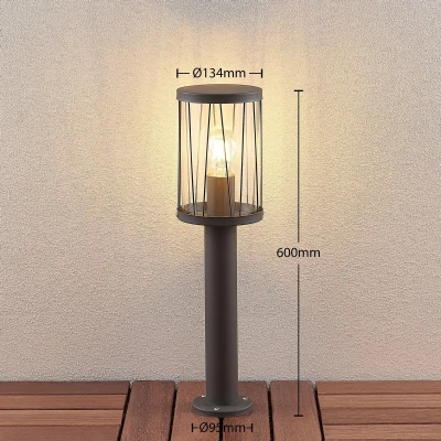 Afbeelding van Lindby buitenlamp 1licht roestvrij staal, polycarbonaat H: 50 cm E27 donkergrijs, helder