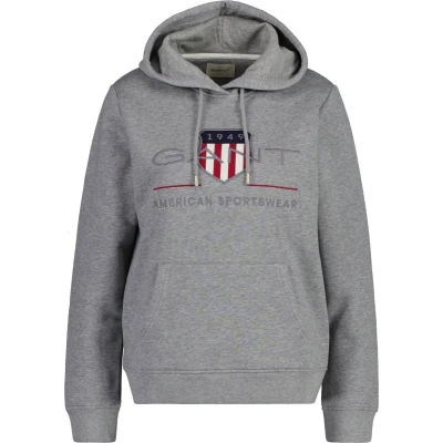 Afbeelding van GANT REL Archive Shield Hoodie, Dames, Maat: Medium, Grey melange
