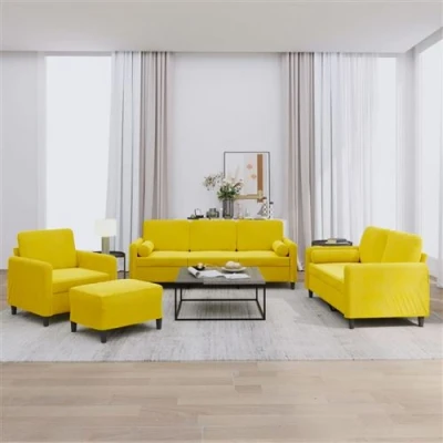Afbeelding van vidaXL 4 delige Loungeset met kussens fluweel geel