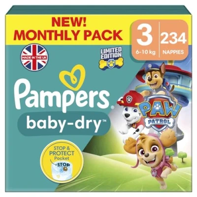 Afbeelding van Pampers Baby Dry Luiers Paw Patrol Maat 3 (6 10 kg) 234 stuks