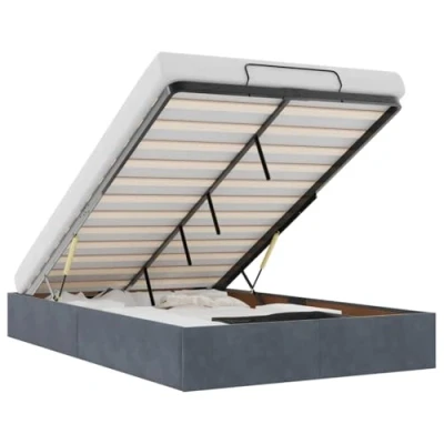 Afbeelding van vidaXL Bedframe zonder matras 120x190 cm fluweel donkergrijs