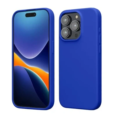Afbeelding van kwmobile telefoonhoesje geschikt voor iPhone 15 Pro Hoesje met siliconen coating Smartphone case in Baltisch blauw