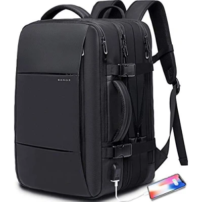 Afbeelding van BanGe Reisrugzak, handbagage, rugzak, duurzame convertible plunjezak, geschikt voor 17,3 inch laptop mannen en vrouwen, zwart, 45 liter